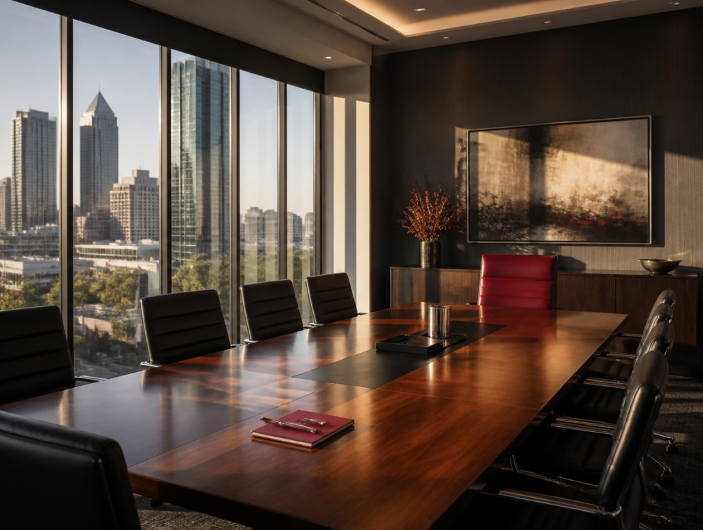 A Tang Law meeting room overlooking the Perth CBD
